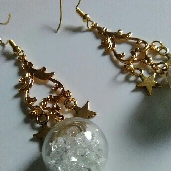 Glam Gold Plated Clear Rhinestone Drop Earrings - Picture 4 of 4